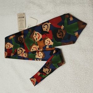 NEW.  MEN'S SILK SAVE THE CHILDREN'S FACES TIE  - BLUE BACKGROUND.  100% SILK.